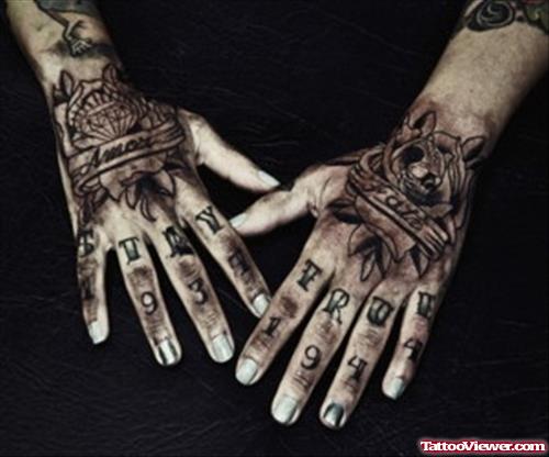 Amazing Grey Ink Hand Tattoos