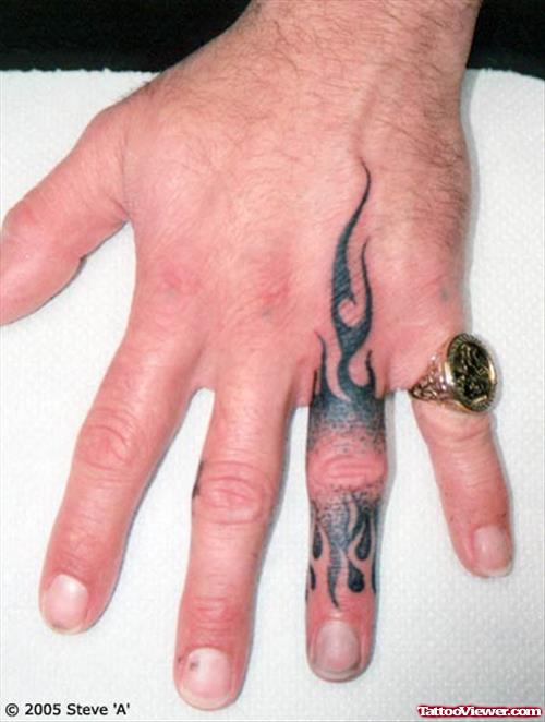 Tribal Flame Left Hand Tattoo