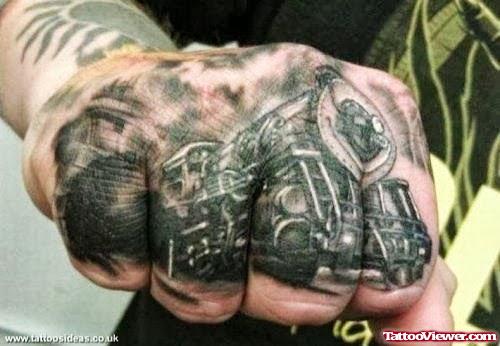 Train Tattoo On Right Hand
