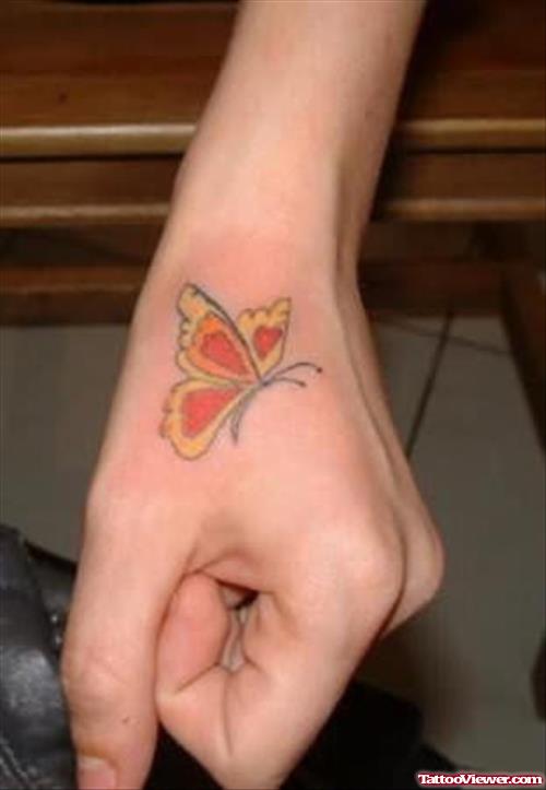 Beautiful Butterfly Tattoo On Hand