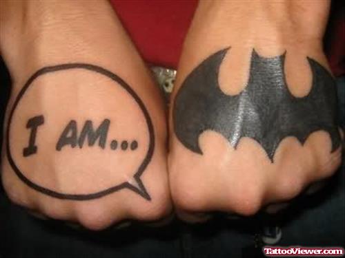 Batman Symbol Hand Tattoo