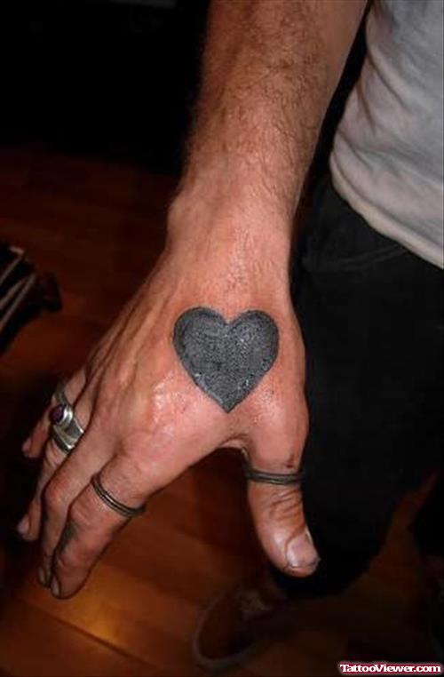 Black Heart Tattoo On Hand