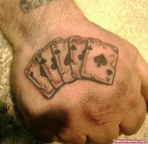 Five Aces tattoo on Hand