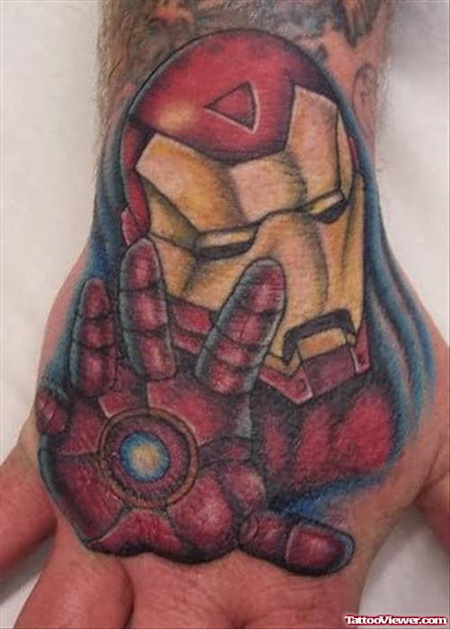Iron Man Tattoo On Hand