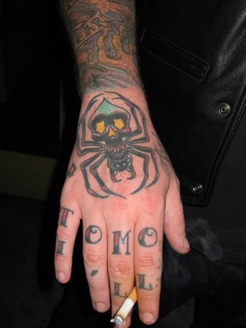 Black Spider Tattoo On Hand