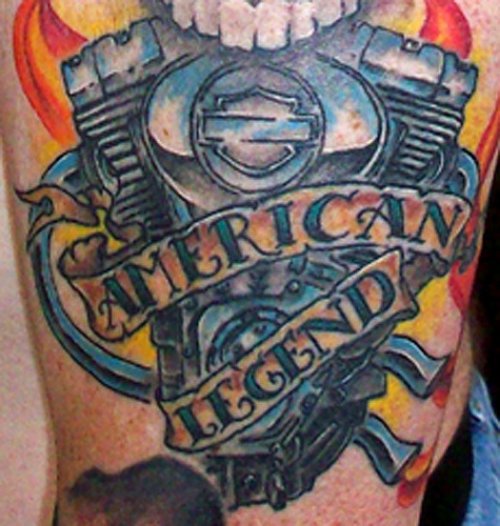 American Legend Harley Tattoo On Man Left Bicep