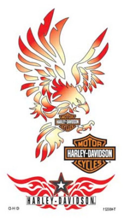 Awesome Colored Harley Eagle Tattoo Design