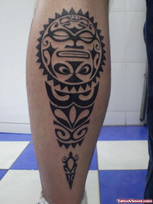 Hawaiian Tattoo On Back Leg
