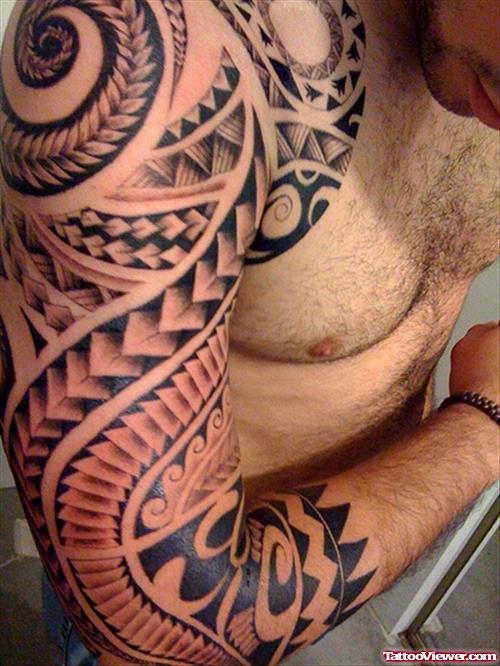 Right Sleeve Hawaiian Tattoo For Men