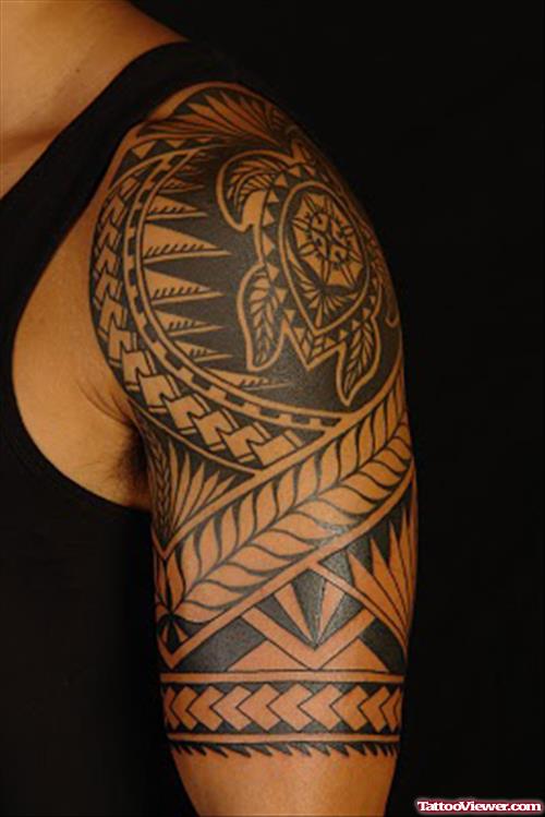 Left Half Sleeve Hawaiian Tattoo