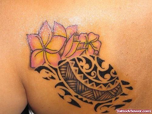 Hawaiian Tribal Turtle And Lotus Flower Tattoo