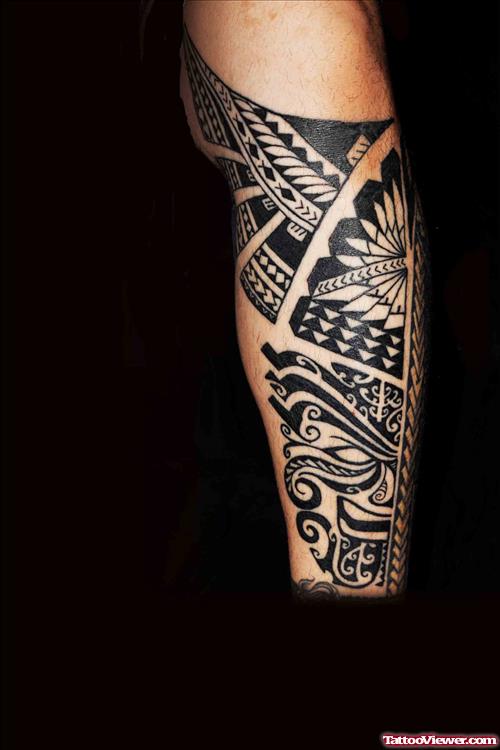 Hawaiian Leg Tattoo Design