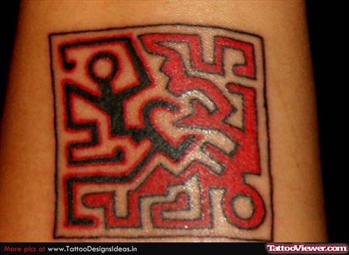 Red And Black Ink Hawaiian Tattoo