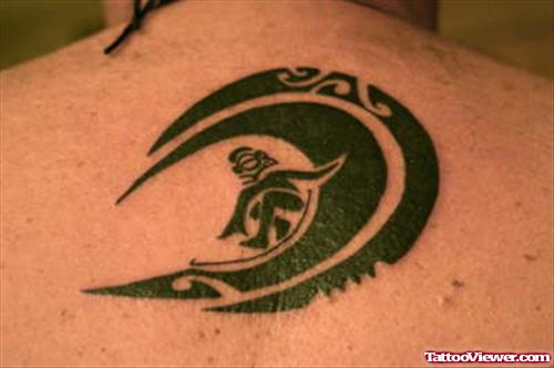 Tribal Hawaiian Tattoo On Upperback