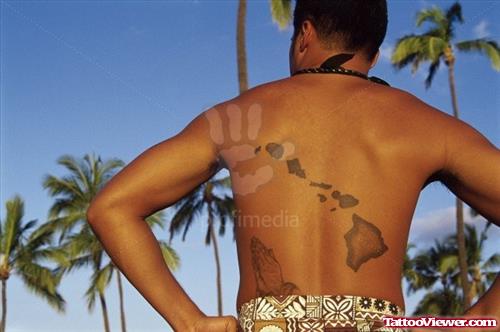 Awful Hawaiian Tattoo On Man Back Body