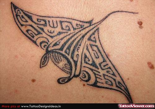 Awful Grey Ink Hawaiian Tattoo On Back