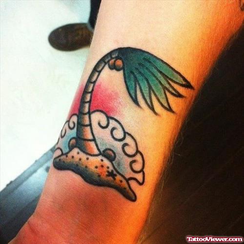 Amazing Color Ink Hawaiian Tattoo On Arm