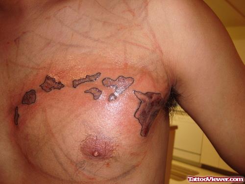 Hawaiian Tattoo On Man Left Chest