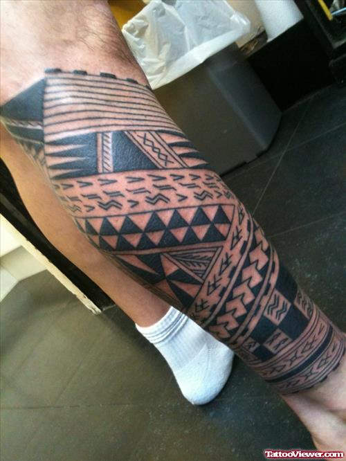 Hawaiian Tattoo For Leg