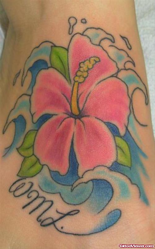 Colored Hawaiian Flower Tattoo