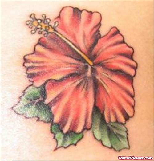Color Ink Hawaiian Lily Flower Tattoo