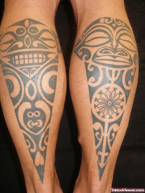 Tribal Hawaiian Tattoo On Back Legs