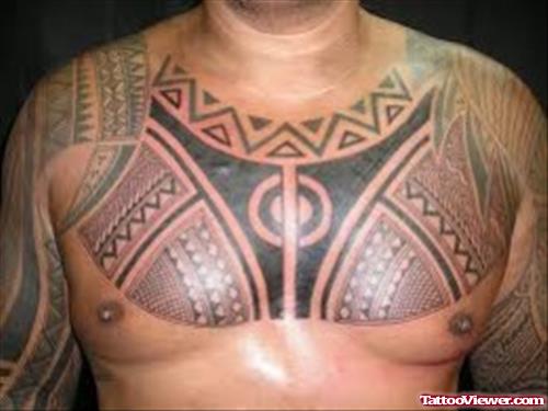 Amazing Hawaiian Tattoo On Man Chest