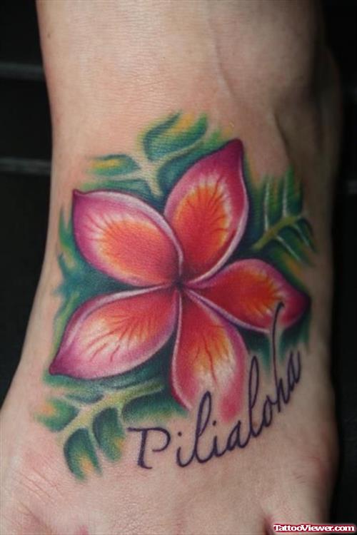 Amazing Hawaiian Tattoo On Girl Left Foot