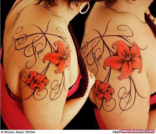 Hawaiian Tattoos On Girl Right Shoulders