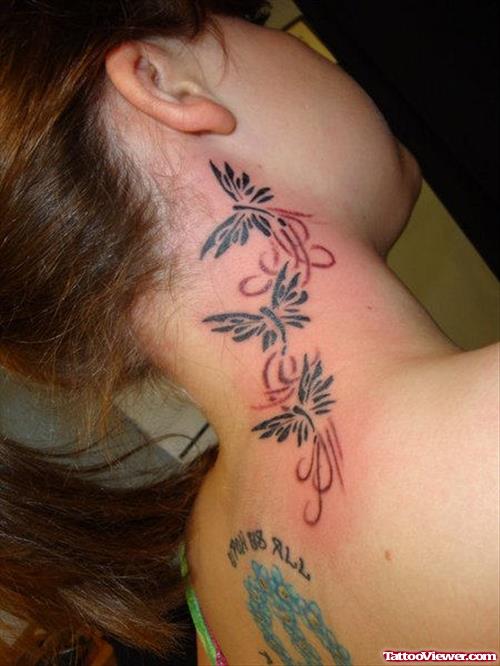 Hawaiian Tattoo On Girl Side Neck