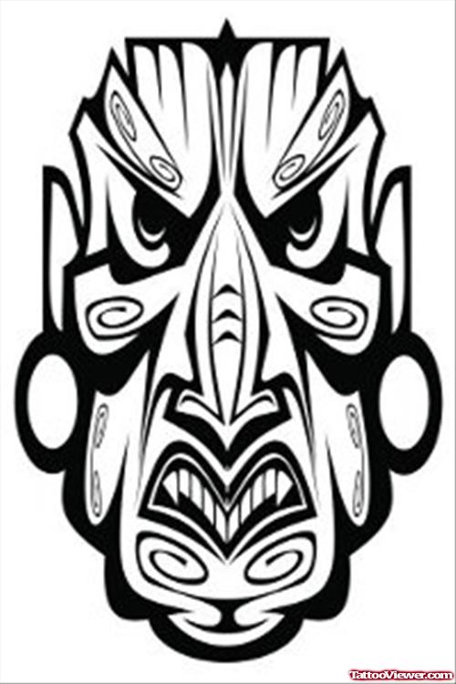 Black Ink Tribal Hawaiian Head Tattoo Design