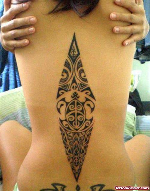 Traditional Tribal Hawaiian Tattoo On Back