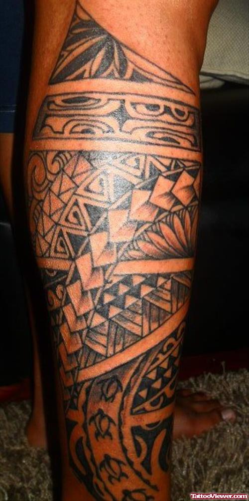 Grey Ink Tribal Hawaiian Tattoo