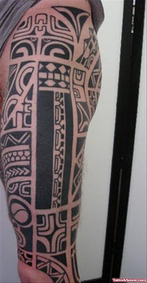 Hawaiian Left Leg Tattoo