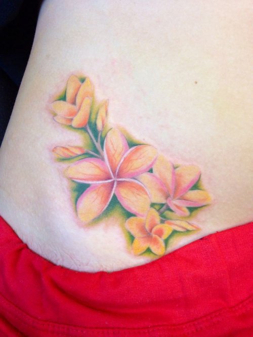 Hawaiian Flowers Tattoos on Shoulder For Girls