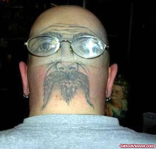 Nice Face Back Head Tattoo