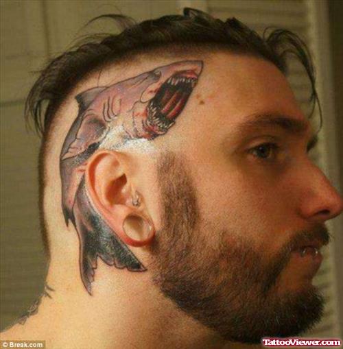 Color Ink Shark Head Tattoo