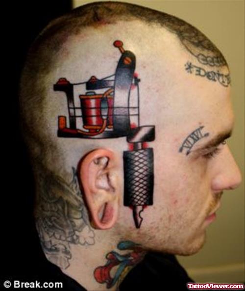 Color Ink Head Tattoo For Men