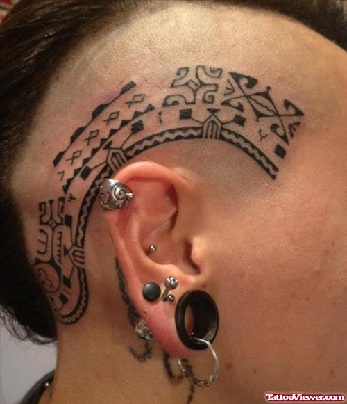 Awesome Tribal Head Tattoo For Girls