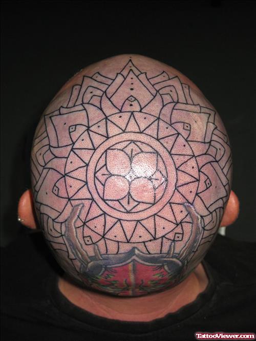 Outline Mandala Flower Head Tattoo