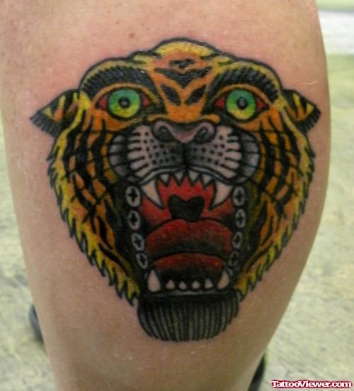 Colored Panther Head Tattoo