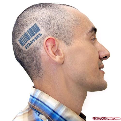 Barcode Head Tattoo For Men