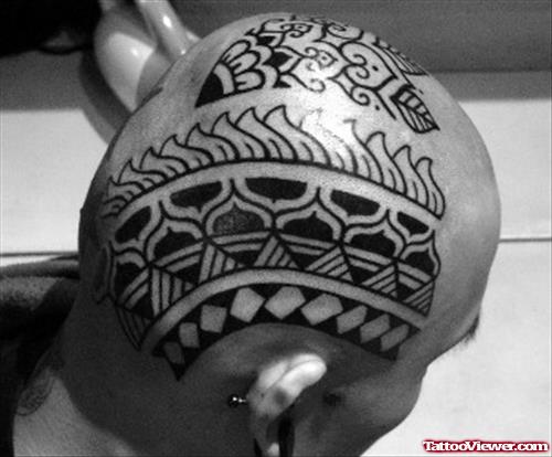 Awful Black Ink Head Tattoo