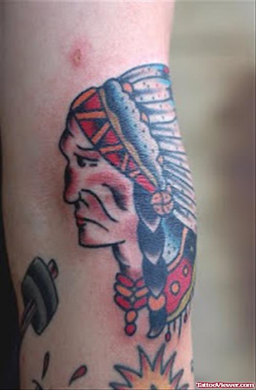 Traditional Head Tattoo On Sleeve