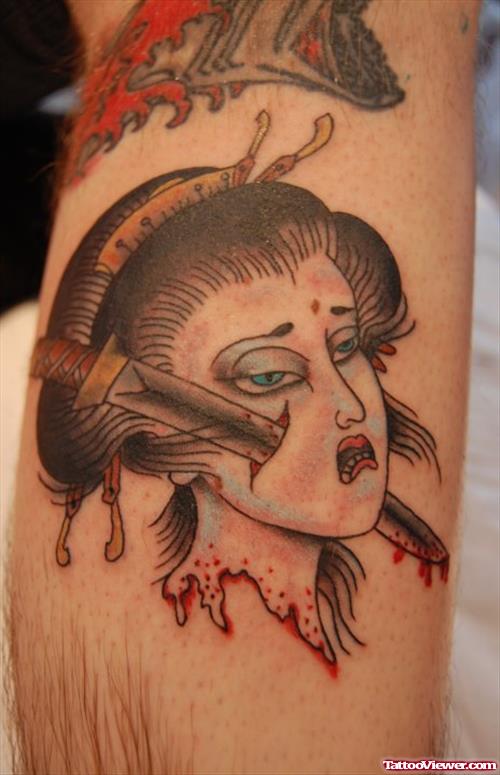 Dagger Girl Head Tattoo