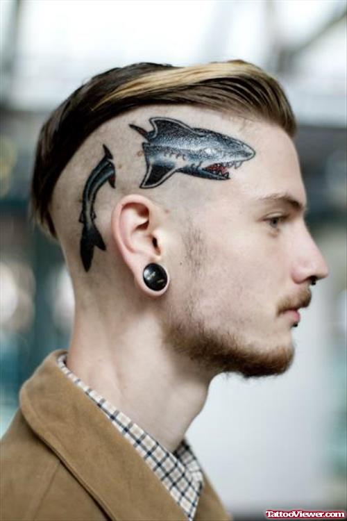 Color Shark Head Tattoo For Men