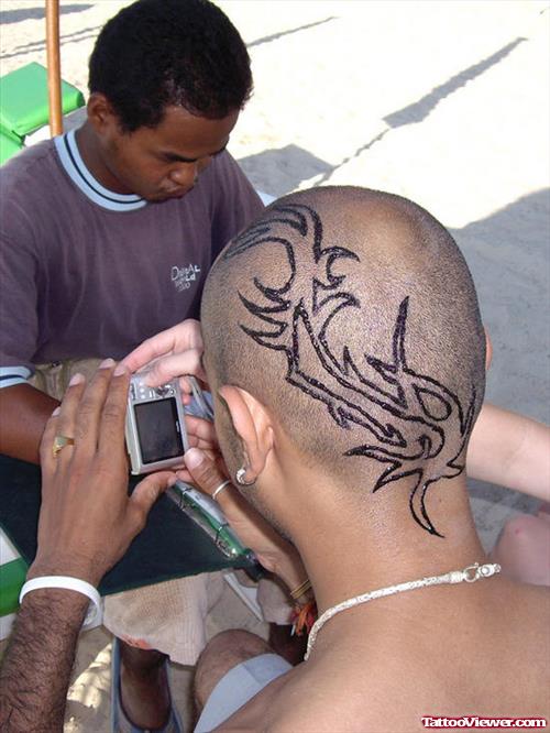 Outline Tribal Head Tattoo