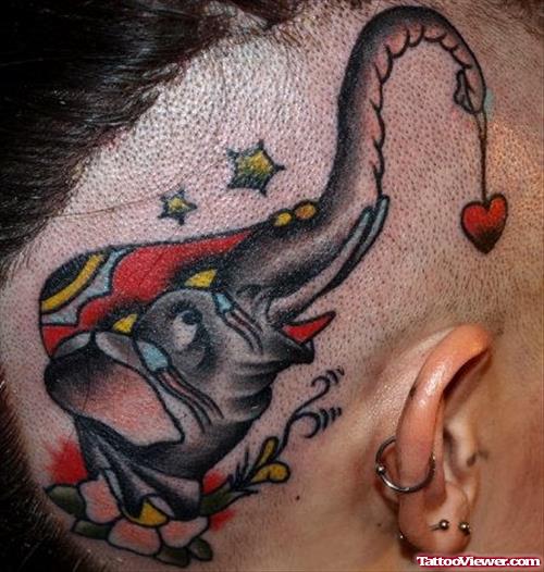 Color Ink Elephant Head Tattoo
