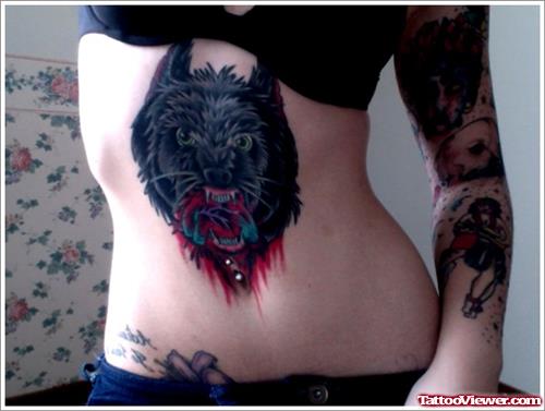 Zombie Head Tattoo On Belly