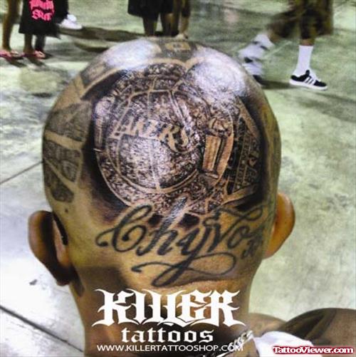 Grey Ink Lakers Head Tattoo